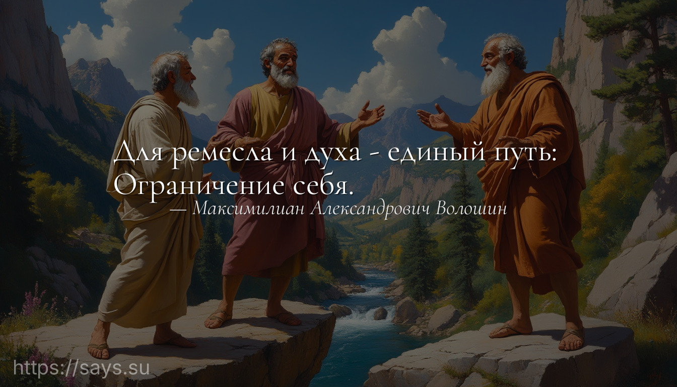 Для ремесла и духа - единый путь: <br />Ограничение себя.
