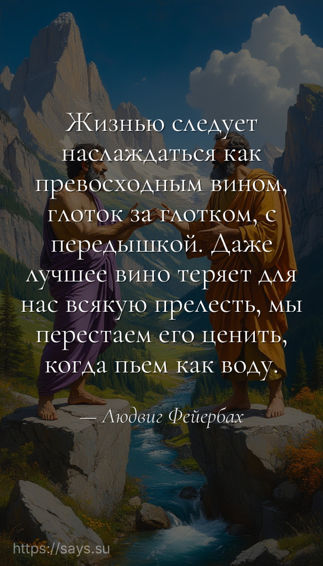 Жизнью следует наслаждаться как превосходным вином, глоток за глотком, с передышкой. Даже лучшее вино теряет для нас всякую прелесть, мы перестаем его ценить, когда пьем как воду.