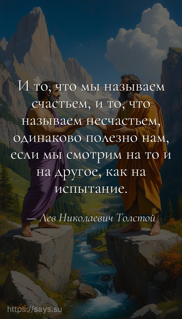 И то, что мы называем счастьем, и то, что называем несчастьем, одинаково полезно нам, если мы смотрим на то и на другое, как на испытание.
