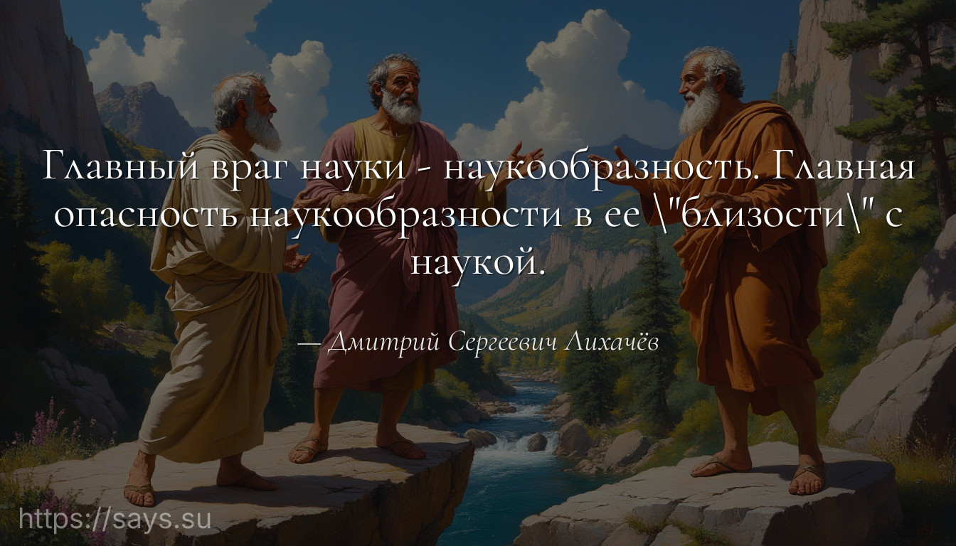 Главный враг науки - наукообразность. Главная опасность наукообразности в ее \близости\ с наукой.