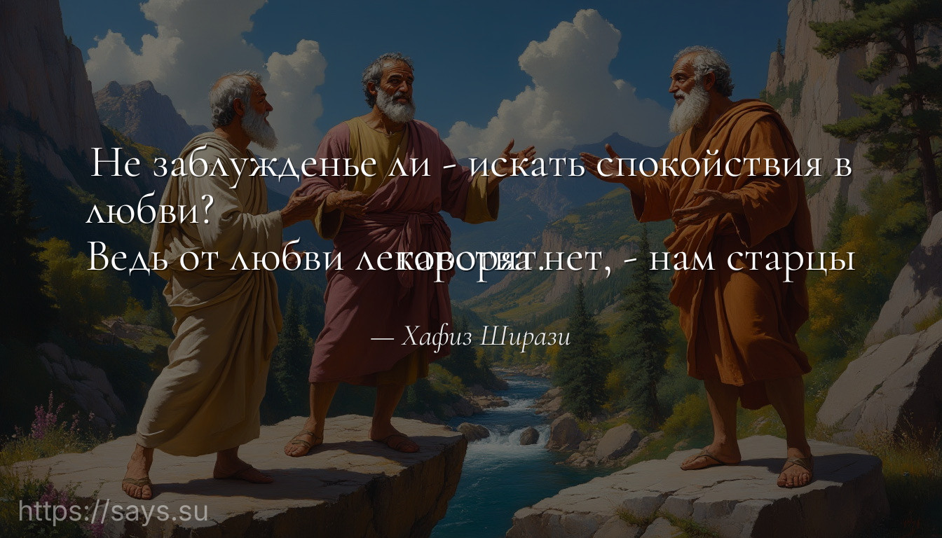 Не заблужденье ли - искать спокойствия в любви?<br />Ведь от любви лекарства нет, - нам старцы говорят.