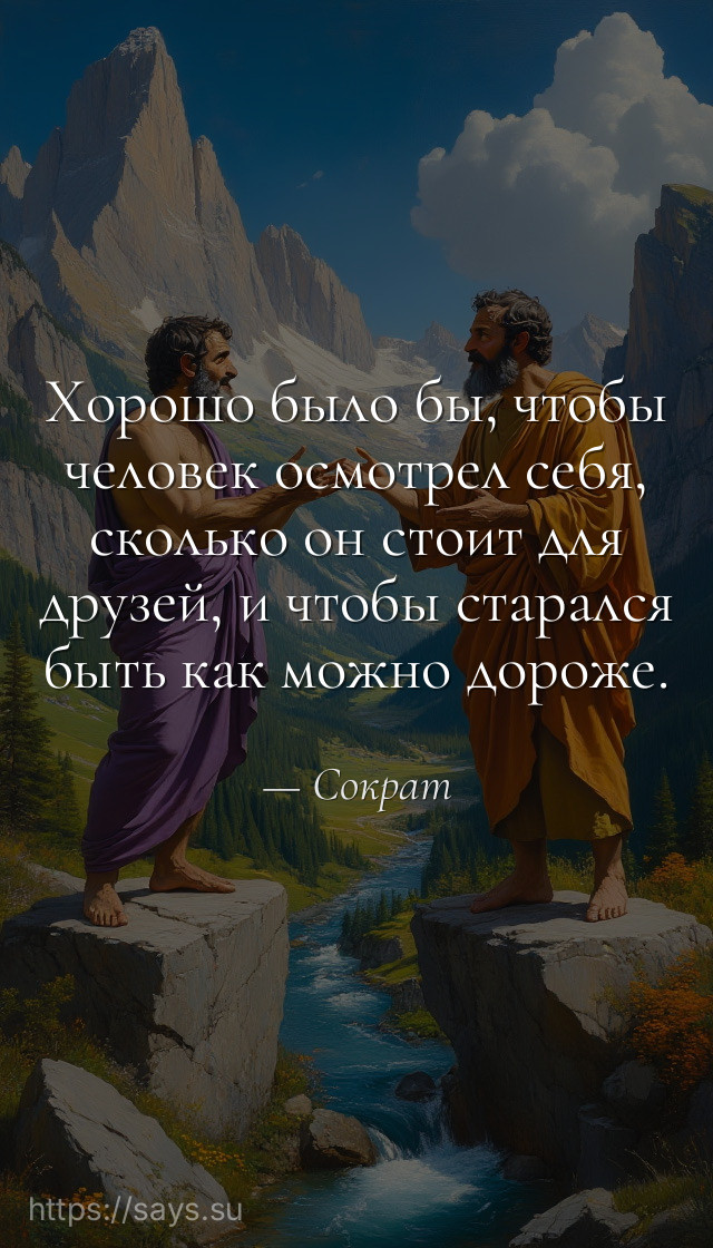 Хорошо было бы, чтобы человек осмотрел себя, сколько он стоит для друзей, и чтобы старался быть как можно дороже.