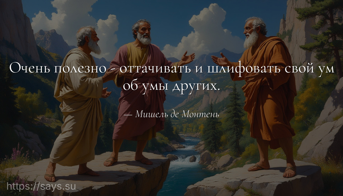 Очень полезно - оттачивать и шлифовать свой ум об умы других.