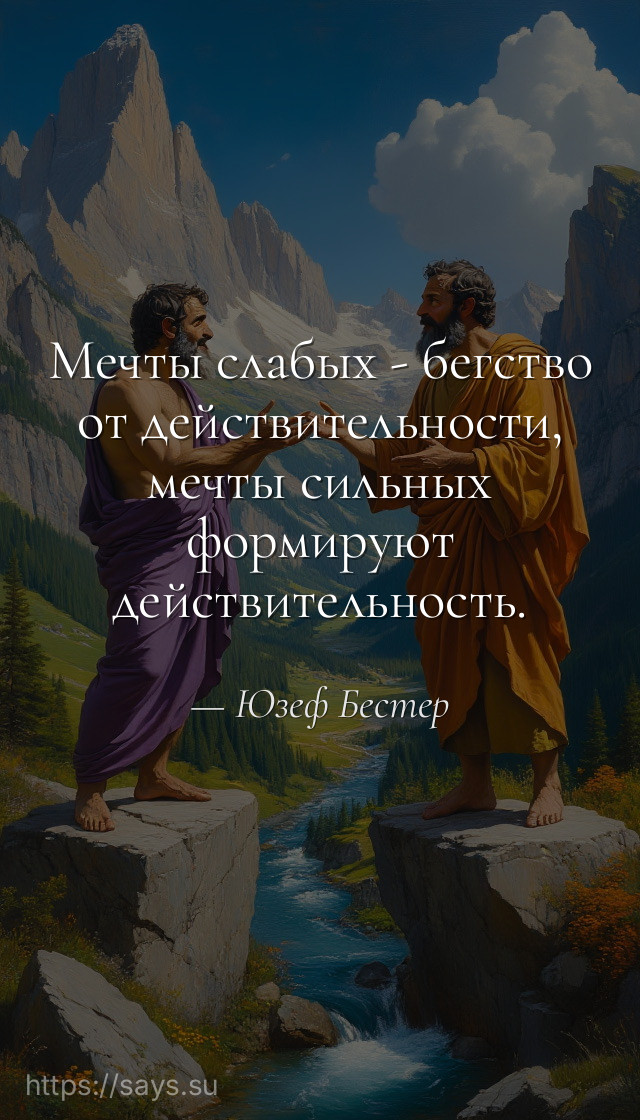 Мечты слабых - бегство от действительности, мечты сильных формируют действительность.