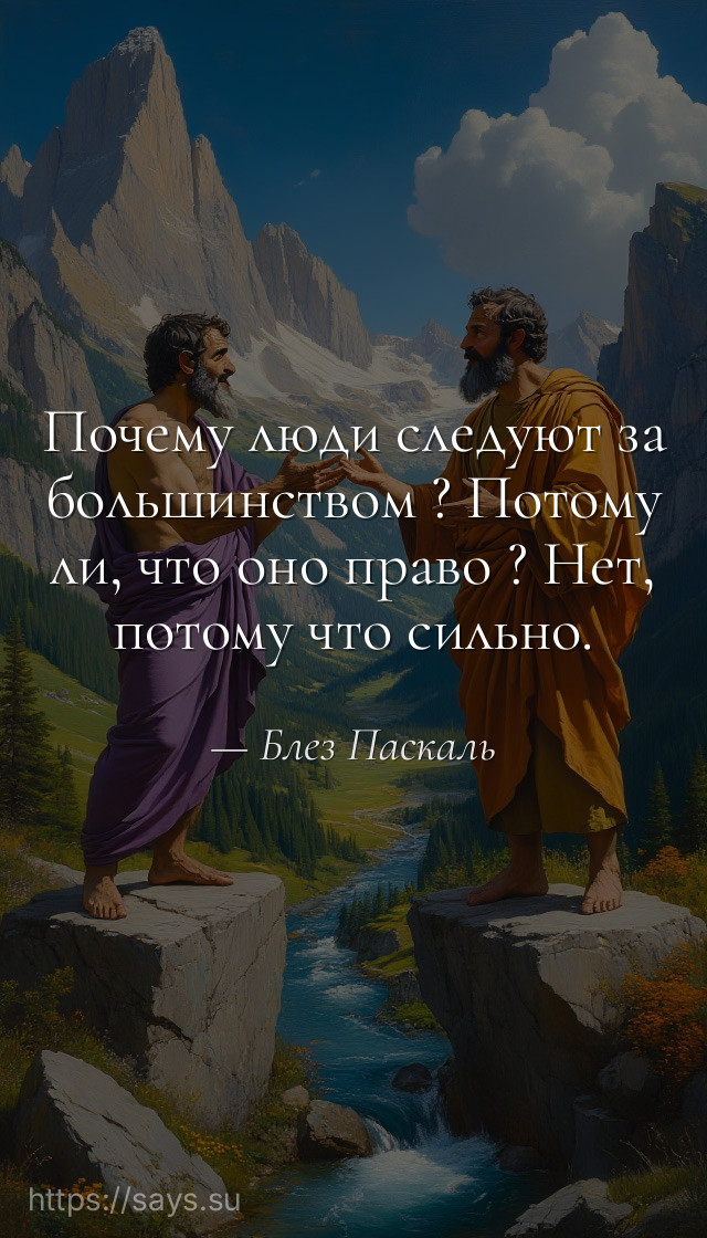Почему люди следуют за большинством ? Потому ли, что оно право ? Нет, потому что сильно.