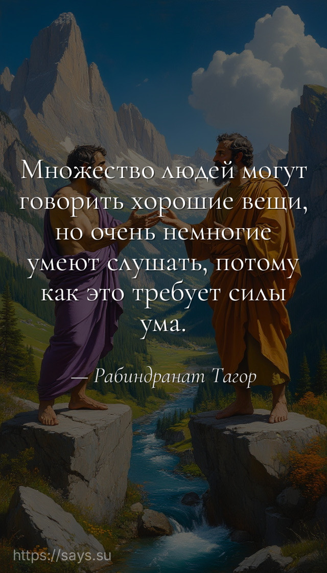 Множество людей могут говорить хорошие вещи, но очень немногие умеют слушать, потому как это требует силы ума.