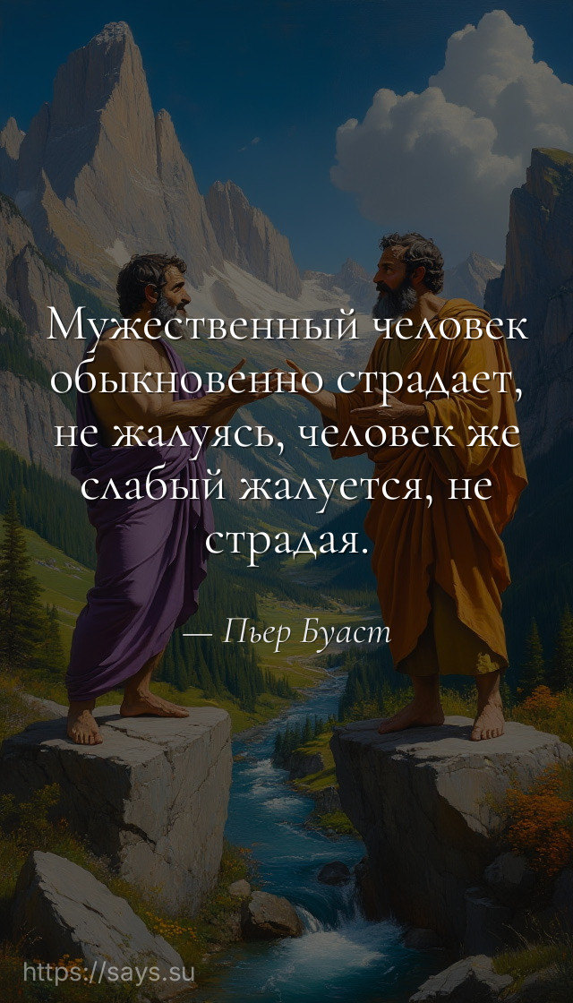 Мужественный человек обыкновенно страдает, не жалуясь, человек же слабый жалуется, не страдая.