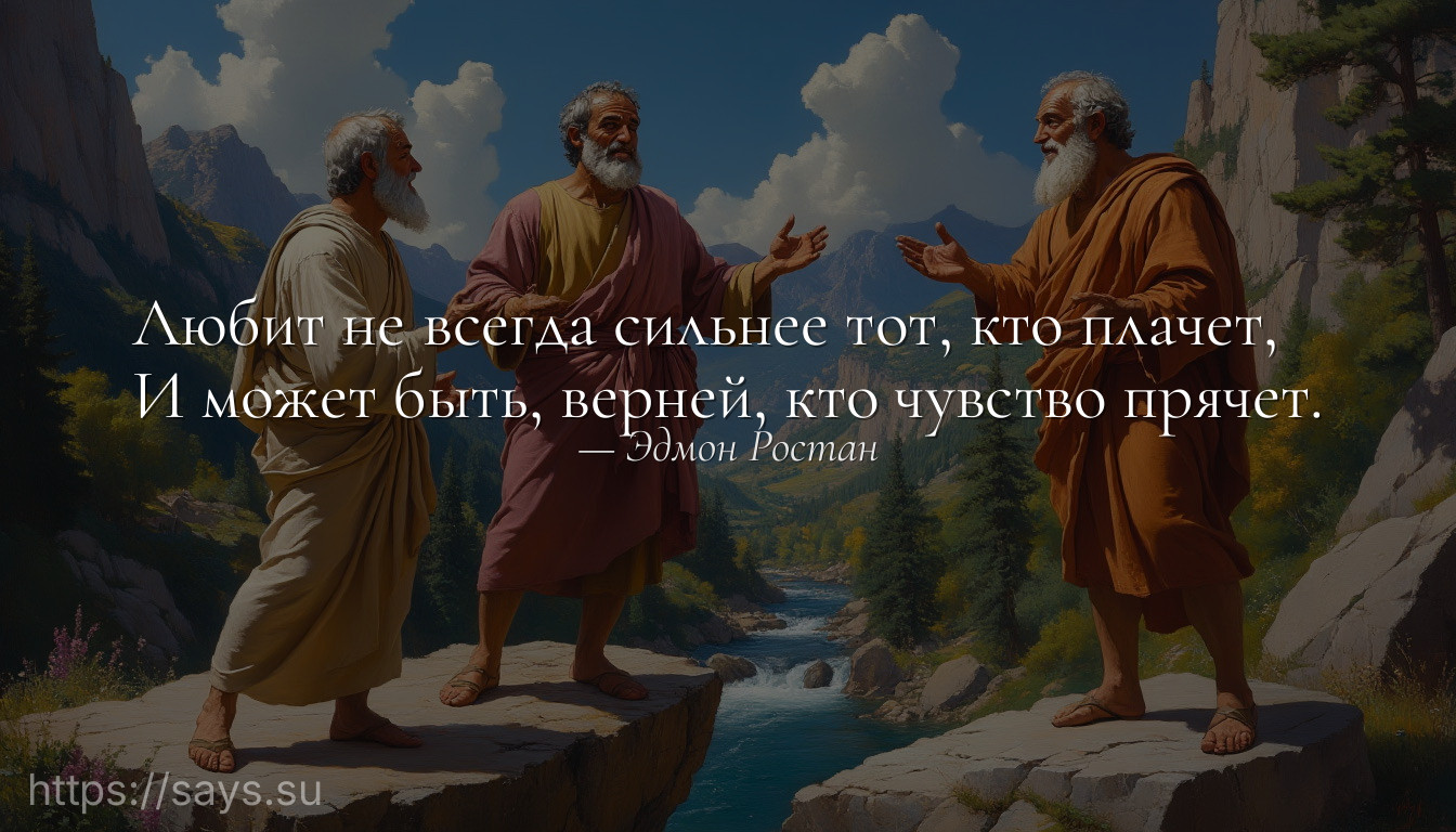 Любит не всегда сильнее тот, кто плачет, <br />И может быть, верней, кто чувство прячет.