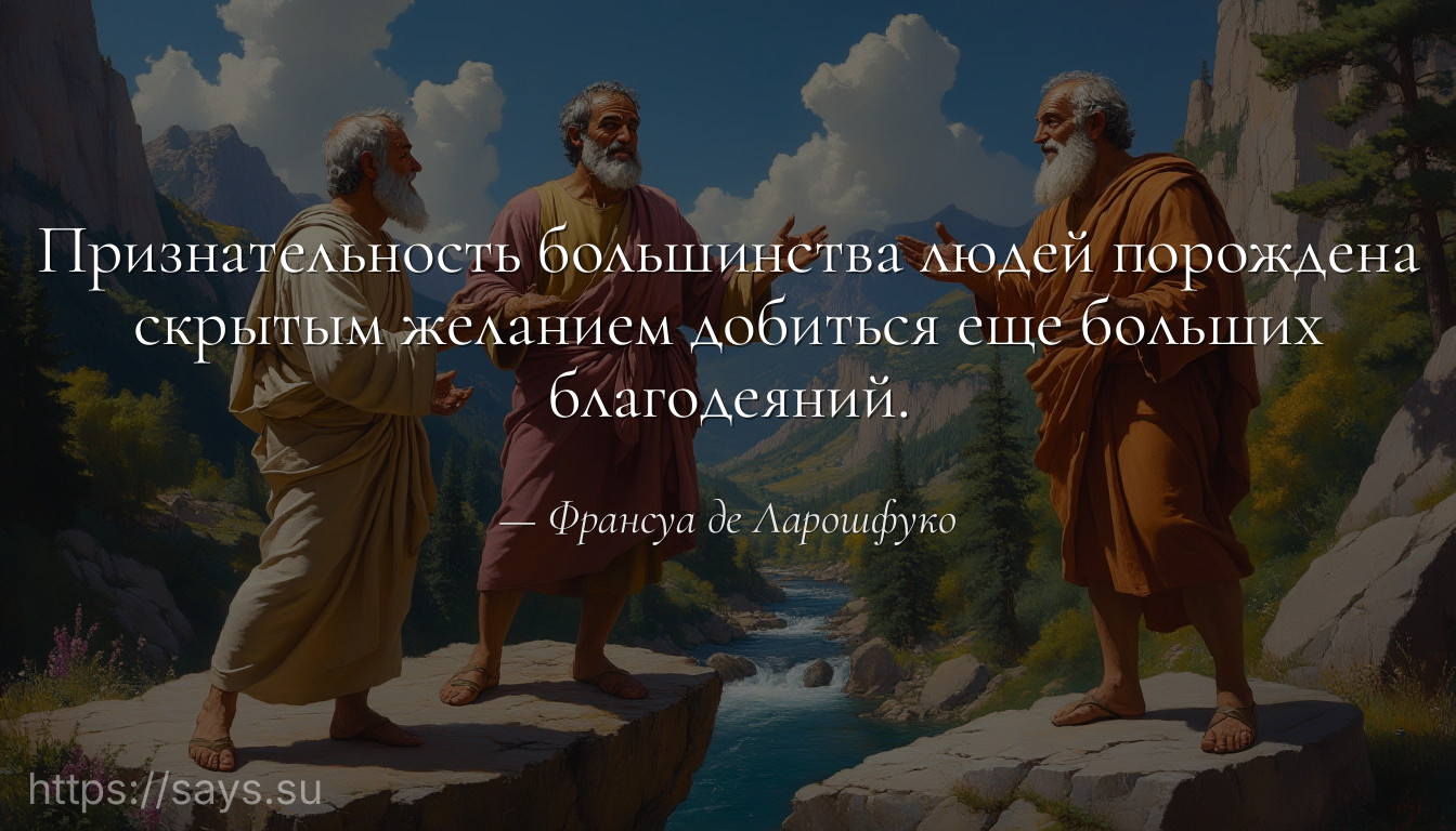 Признательность большинства людей порождена скрытым желанием добиться еще больших благодеяний.