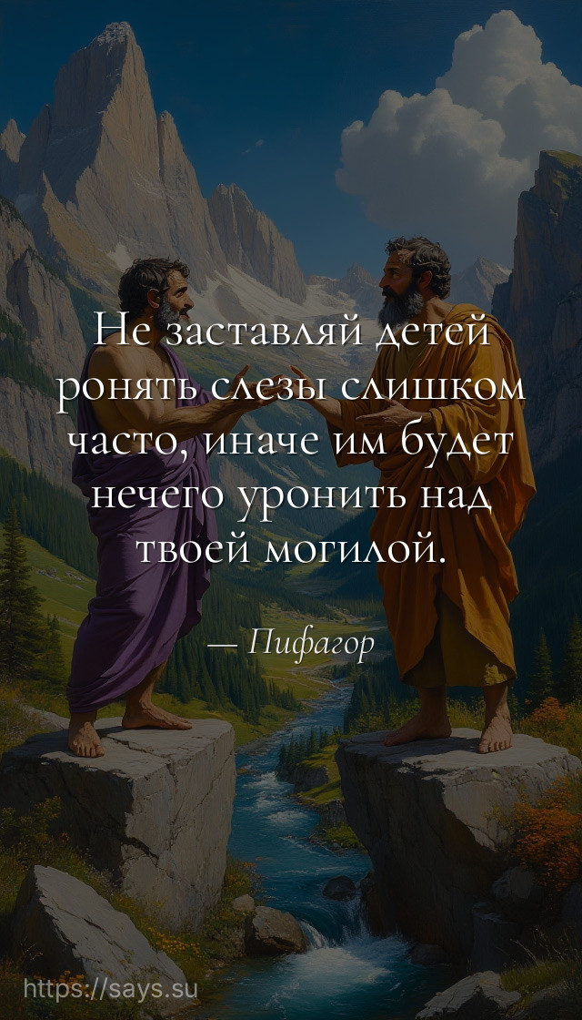 Не заставляй детей ронять слезы слишком часто, иначе им будет нечего уронить над твоей могилой.