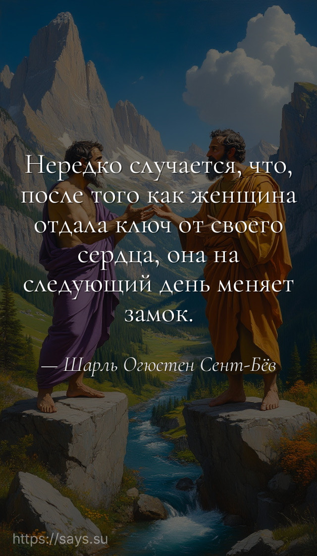 Нередко случается, что, после того как женщина отдала ключ от своего сердца, она на следующий день меняет замок.