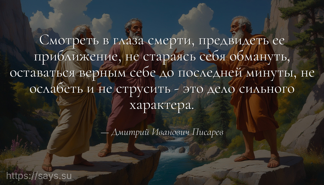 Смотреть в глаза смерти, предвидеть ее приближение, не стараясь себя обмануть, оставаться верным себе до последней минуты, не ослабеть и не cтpусить - это дело сильного xapaктepa.