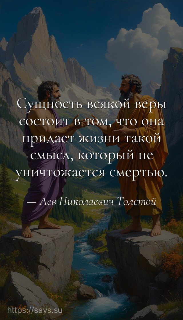 Сущность всякой веры состоит в том, что она придает жизни такой смысл, который не уничтожается смертью.