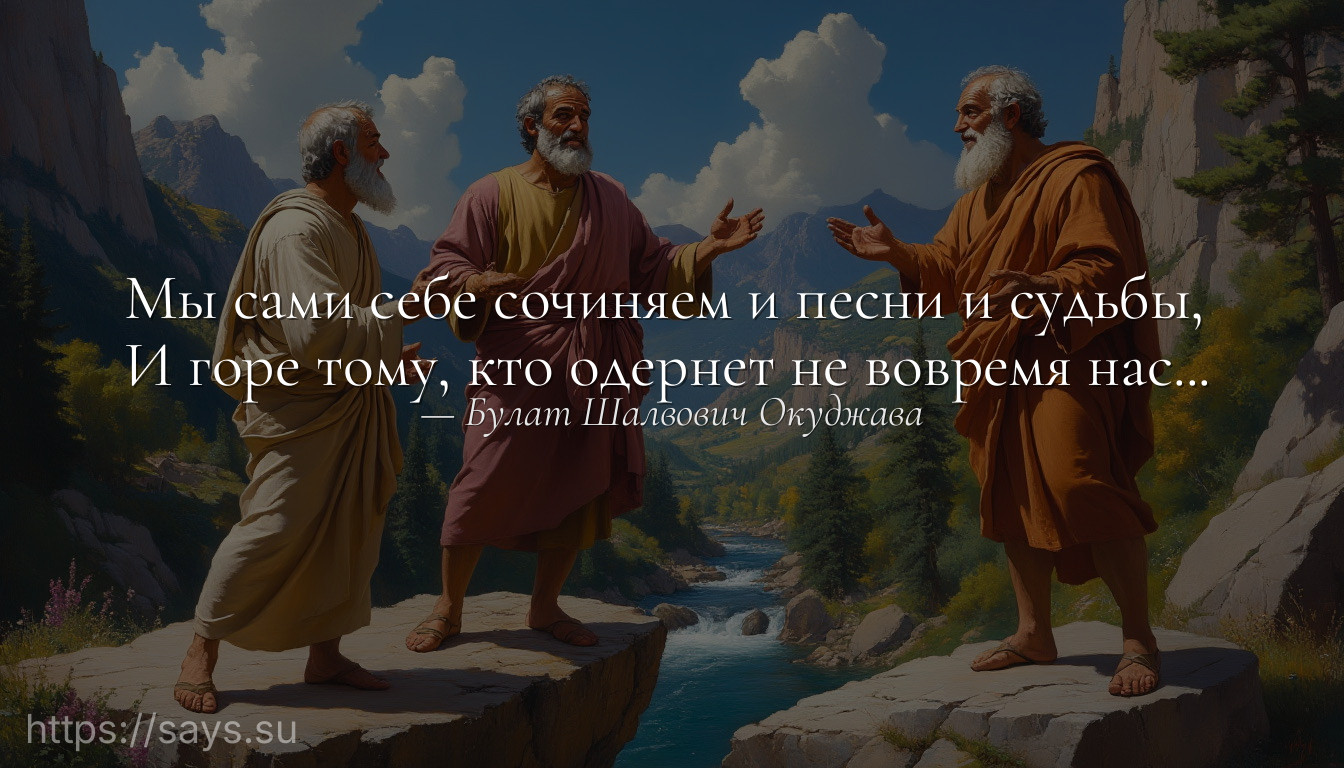 Мы сами себе сочиняем и песни и судьбы, <br />И горе тому, кто одернет не вовремя нас...