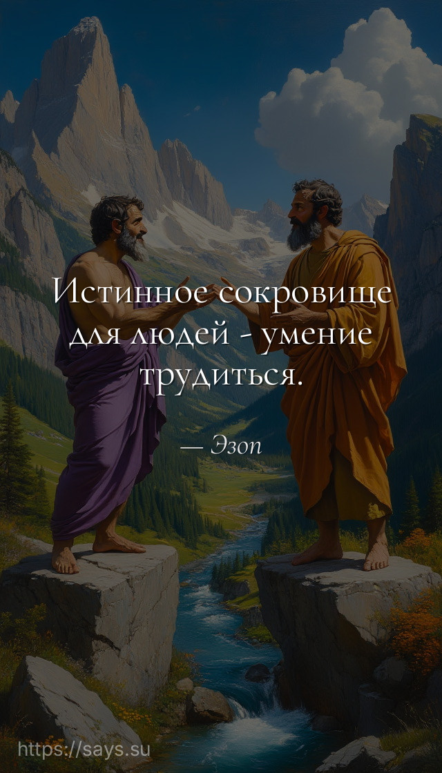 Истинное сокровище для людей - умение трудиться.