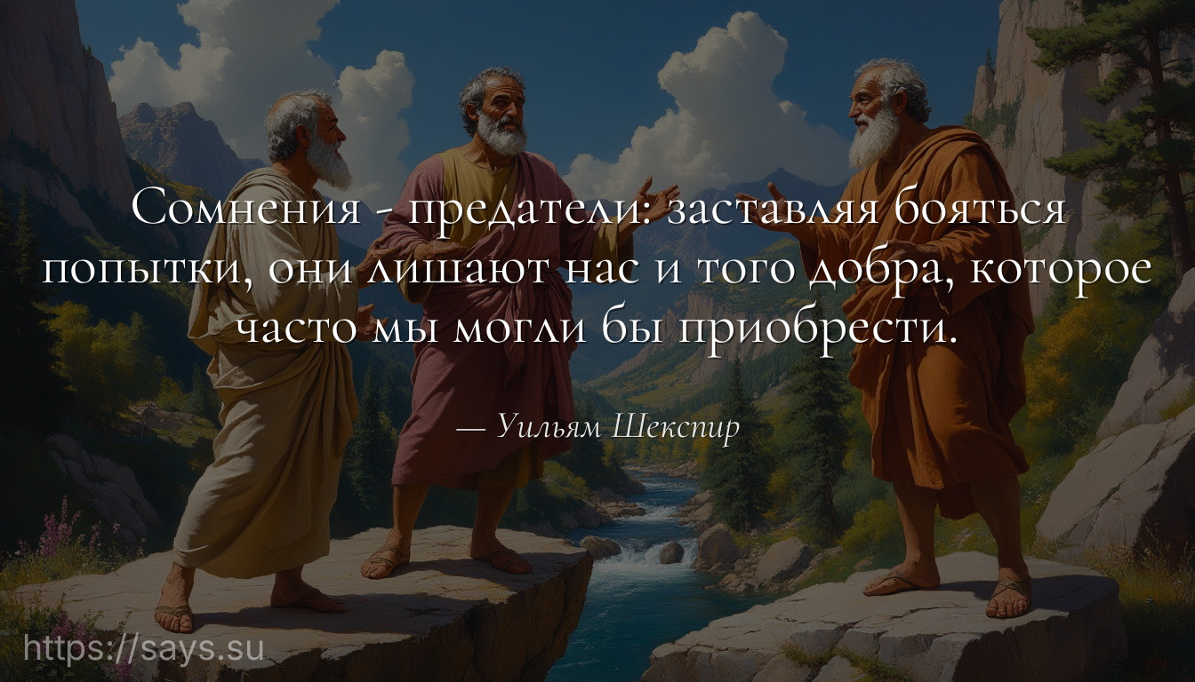 Сомнения - предатели: заставляя бояться попытки, они лишают нас и того добра, которое часто мы могли бы приобрести.