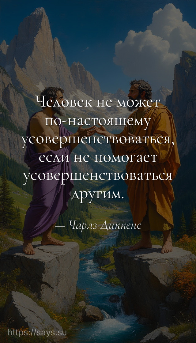 Человек не может по-настоящему усовершенствоваться, если не помогает усовершенствоваться другим.