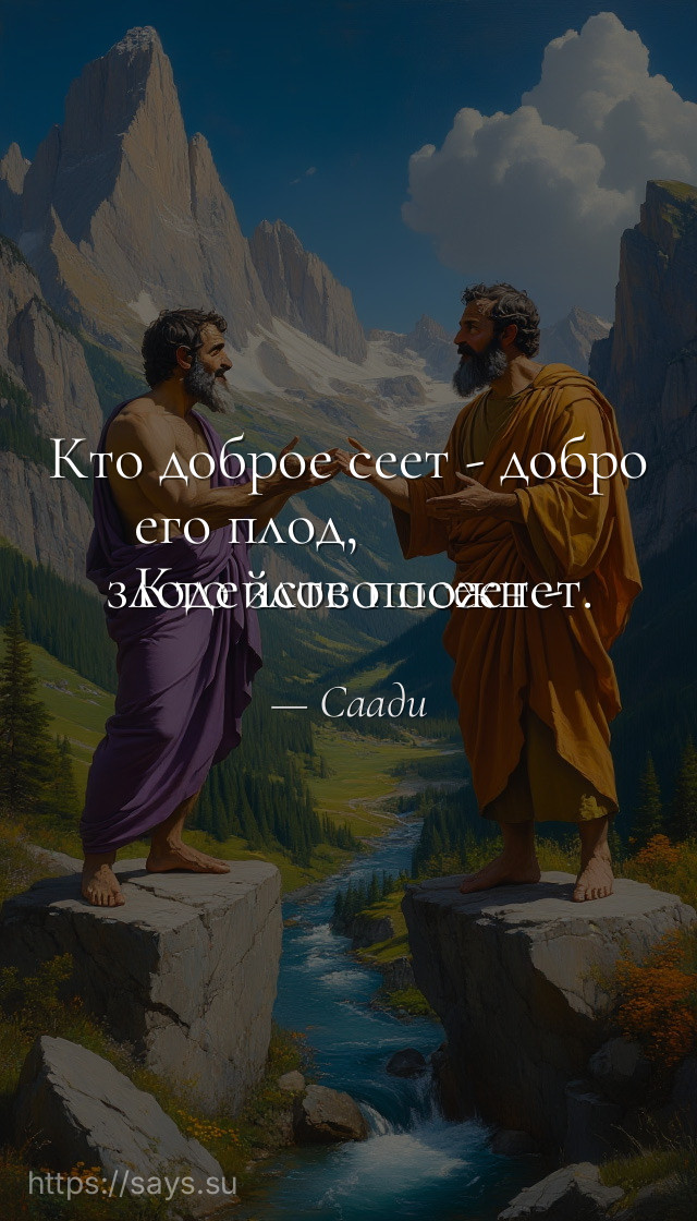 Кто доброе сеет - добро его плод, <br />Кто злое посеет - злодейство пожнет.