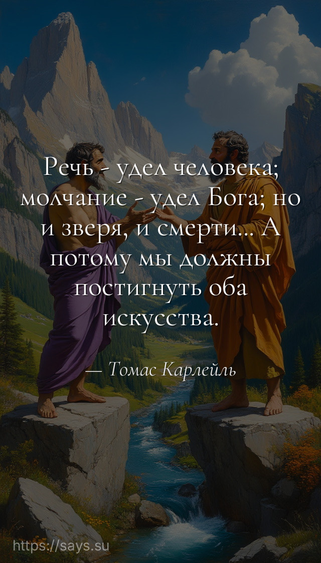 Речь - удел человека; молчание - удел Бога; но и зверя, и смерти... А потому мы должны постигнуть оба искусства.
