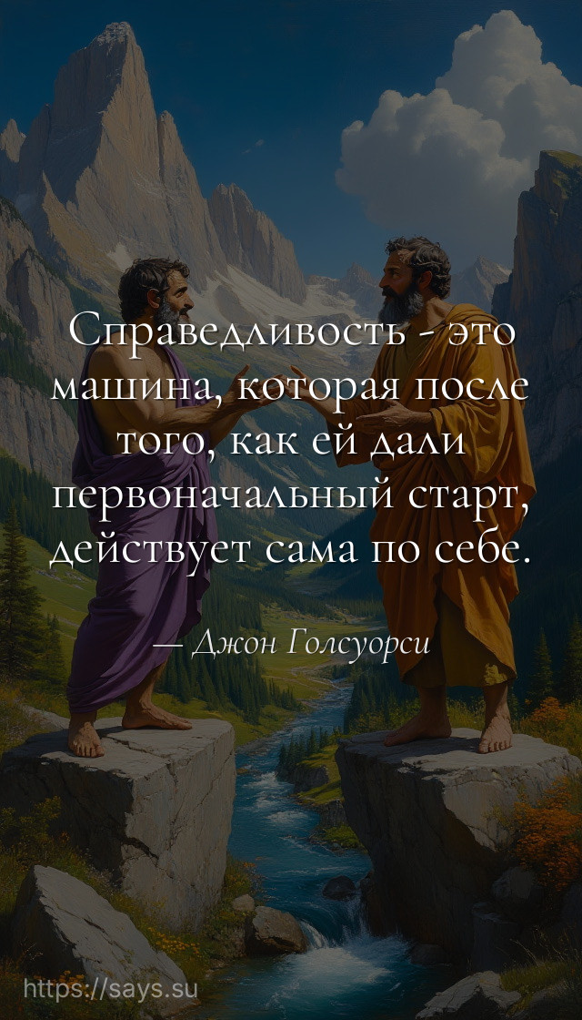 Справедливость - это машина, которая после того, как ей дали первоначальный старт, действует сама по себе.