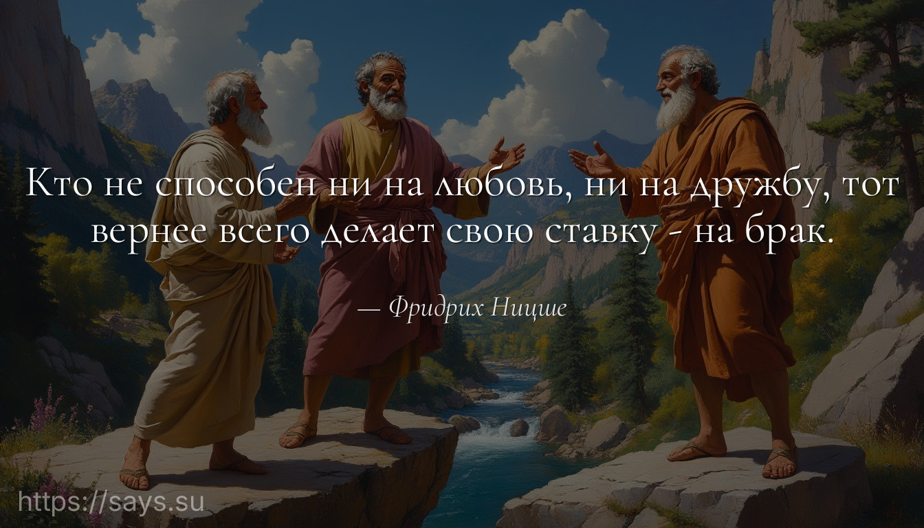 Кто не способен ни на любовь, ни на дружбу, тот вернее всего делает свою ставку - на брак.