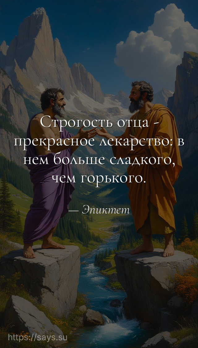 Строгость отца - прекрасное лекарство: в нем больше сладкого, чем горького.