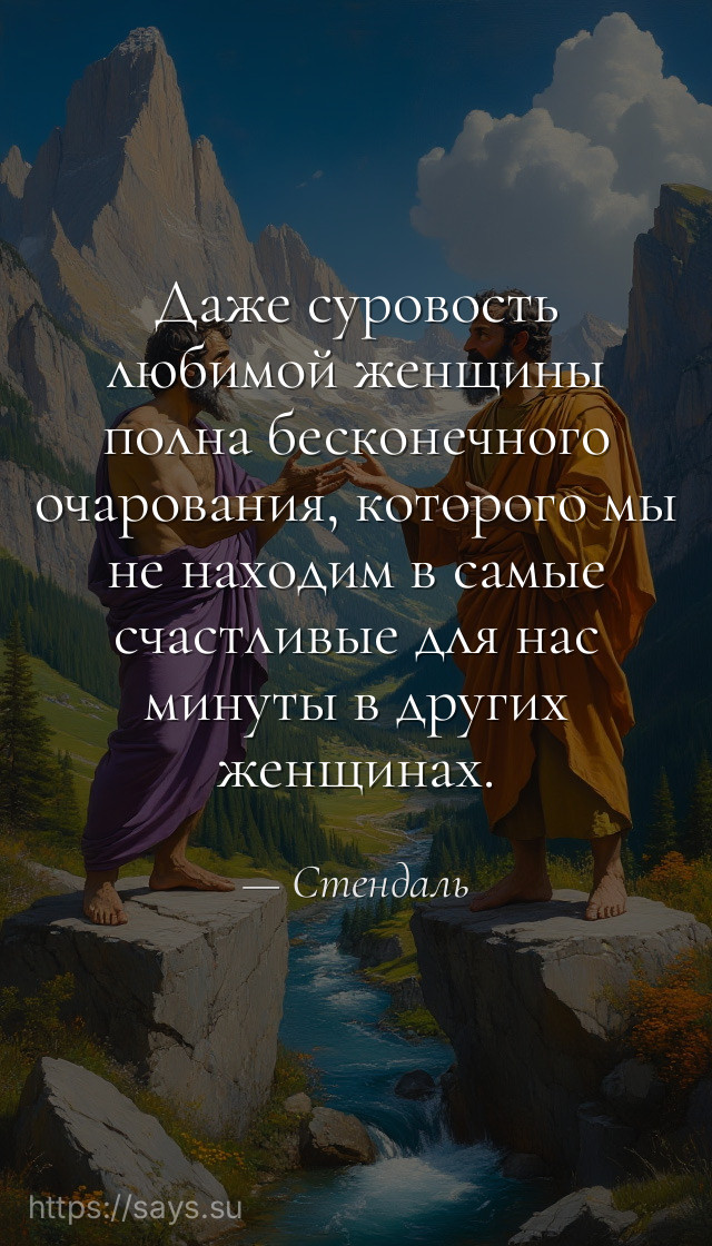 Даже суровость любимой женщины полна бесконечного очарования, которого мы не находим в самые счастливые для нас минуты в других женщинах.