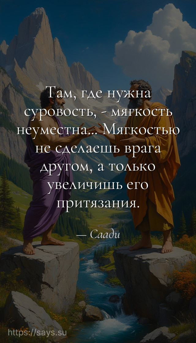 Там, где нужна суровость, - мягкость неуместна... Мягкостью не сделаешь врага другом, а только увеличишь его притязания.