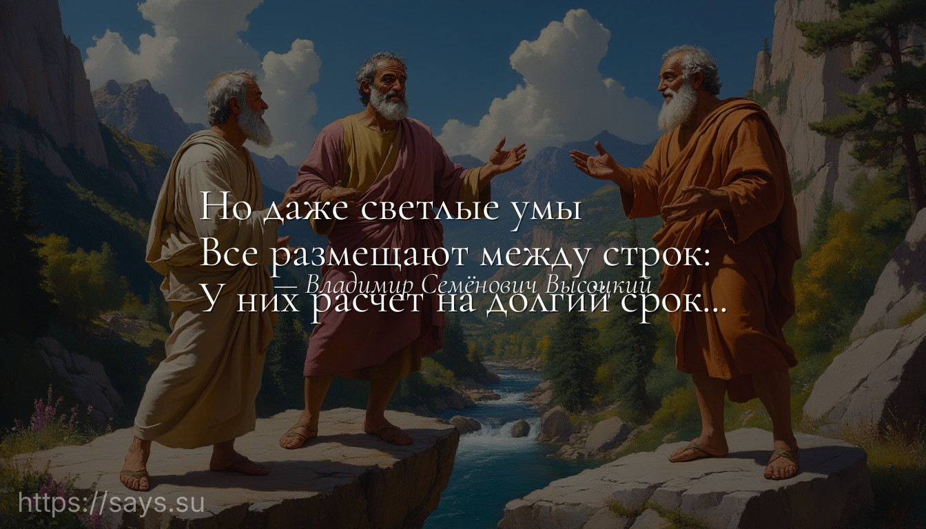 Но даже светлые умы <br />Все размещают между строк: <br />У них расчет на долгий срок...