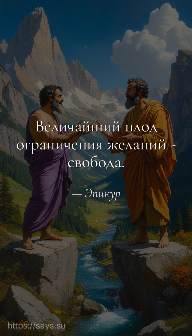Величайший плод ограничения желаний - свобода.