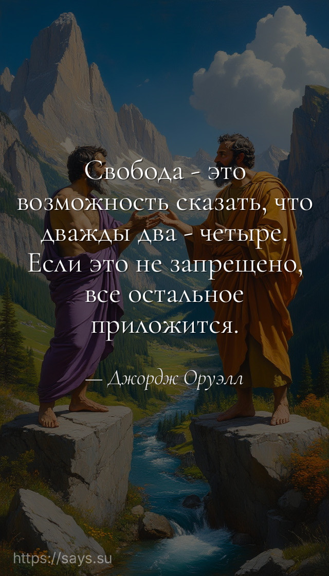 Свобода - это возможность сказать, что дважды два - четыре. Если это не запрещено, все остальное приложится.