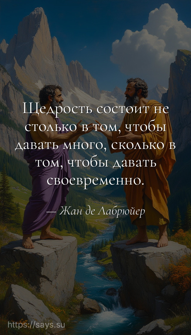 Щедрость состоит не столько в том, чтобы давать много, сколько в том, чтобы давать своевременно.