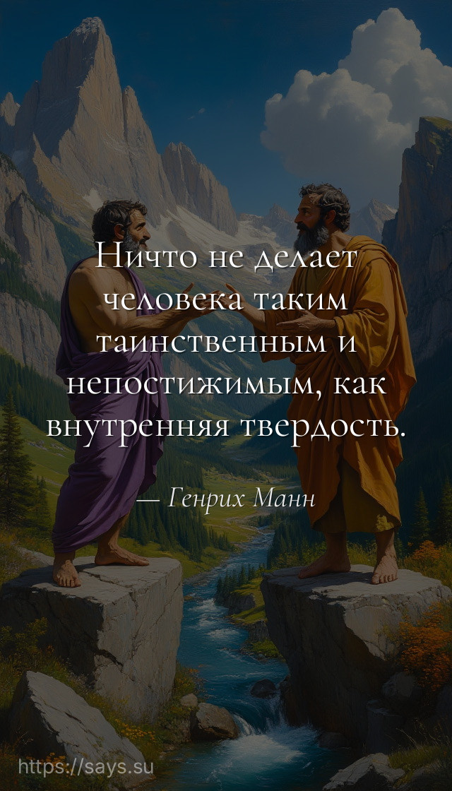 Ничто не делает человека таким таинственным и непостижимым, как внутренняя твердость.