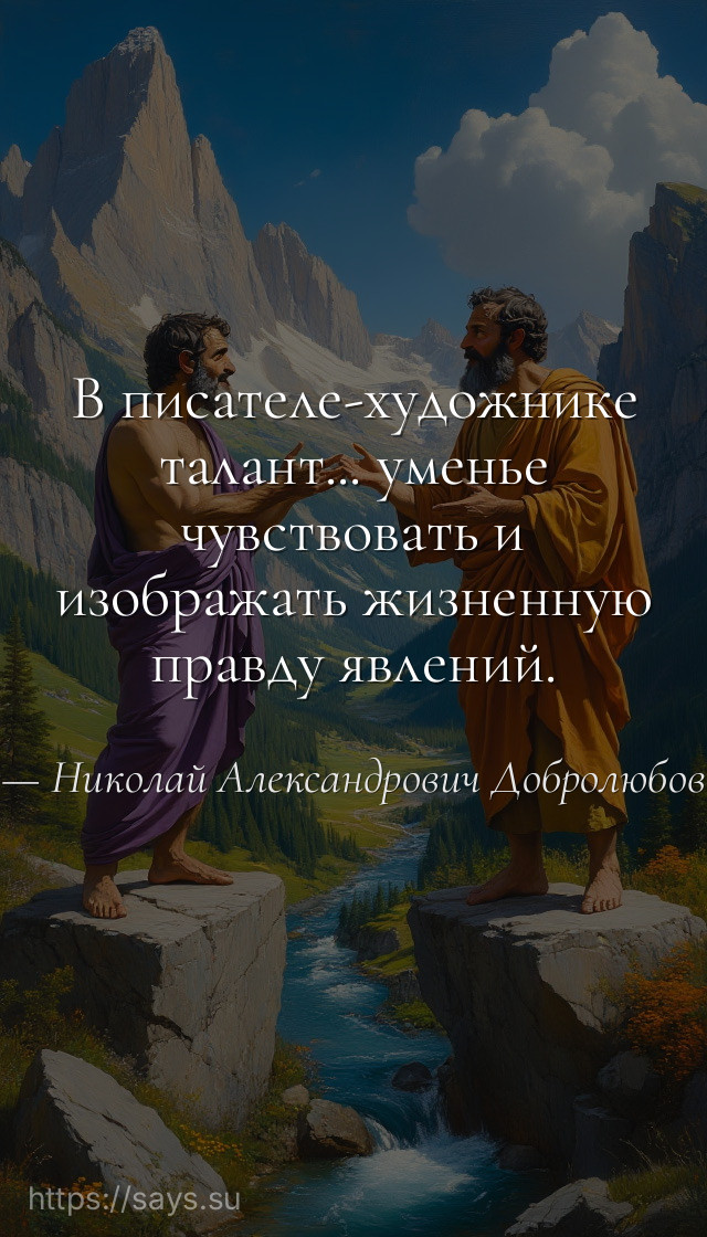 В писателе-художнике талант... уменье чувствовать и изображать жизненную правду явлений.