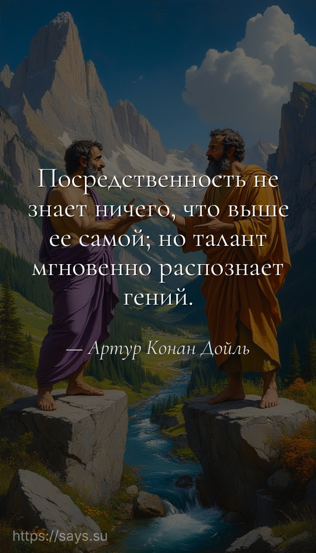 Посредственность не знает ничего, что выше ее самой; но талант мгновенно распознает гений.