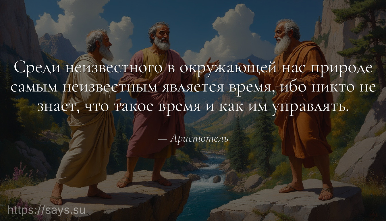Среди неизвестного в окружающей нас природе самым неизвестным является время, ибо никто не знает, что такое время и как им управлять.
