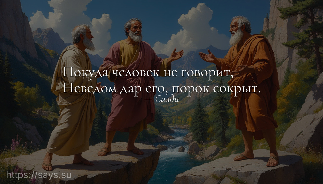 Покуда человек не говорит, <br />Неведом дар его, порок сокрыт.