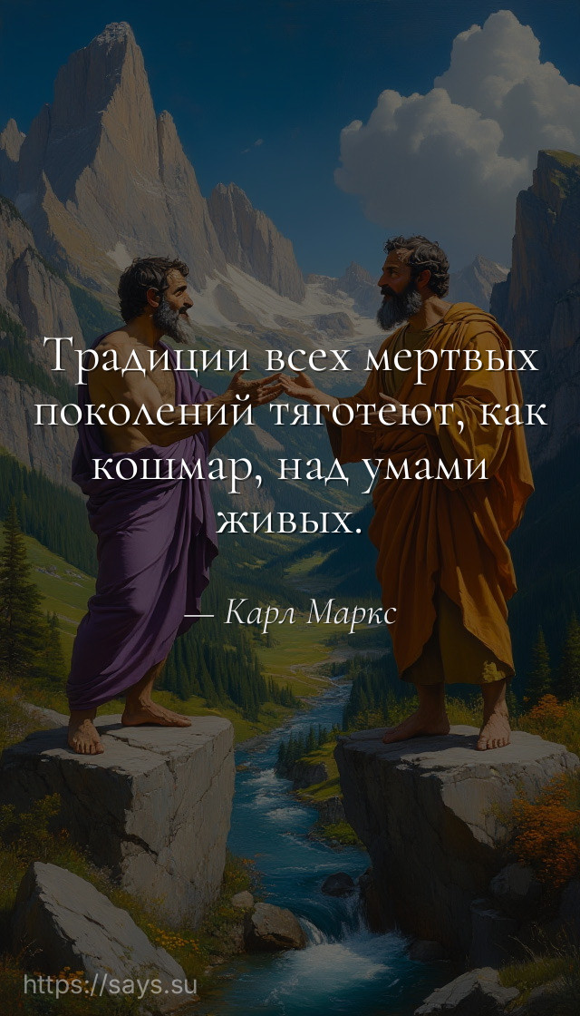 Традиции всех мертвых поколений тяготеют, как кошмар, над умами живых.
