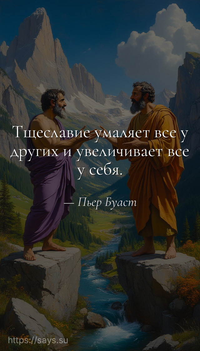 Тщеславие умаляет все у других и увеличивает все у себя.