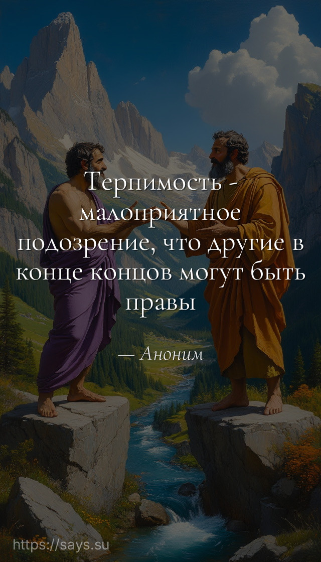 Терпимость - малоприятное подозрение, что другие в конце концов могут быть правы