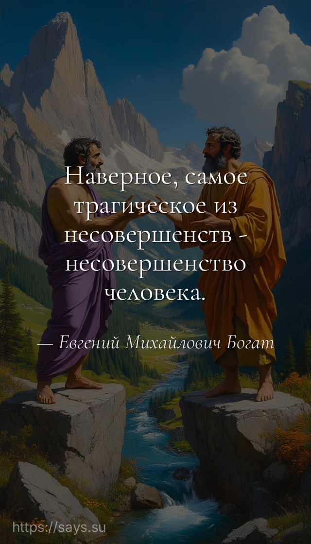 Наверное, самое трагическое из несовершенств - несовершенство человека.