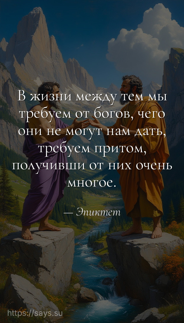 В жизни между тем мы требуем от богов, чего они не могут нам дать, требуем притом, получивши от них очень многое.