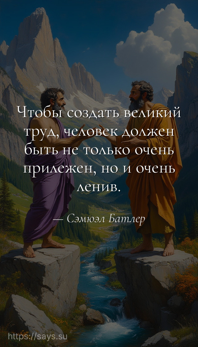 Чтобы создать великий труд, человек должен быть не только очень прилежен, но и очень ленив.