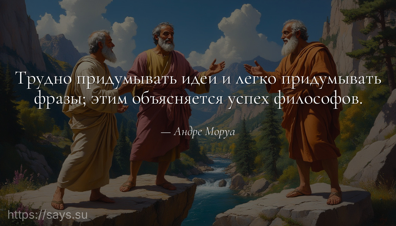 Трудно придумывать идеи и легко придумывать фразы; этим объясняется успех философов.