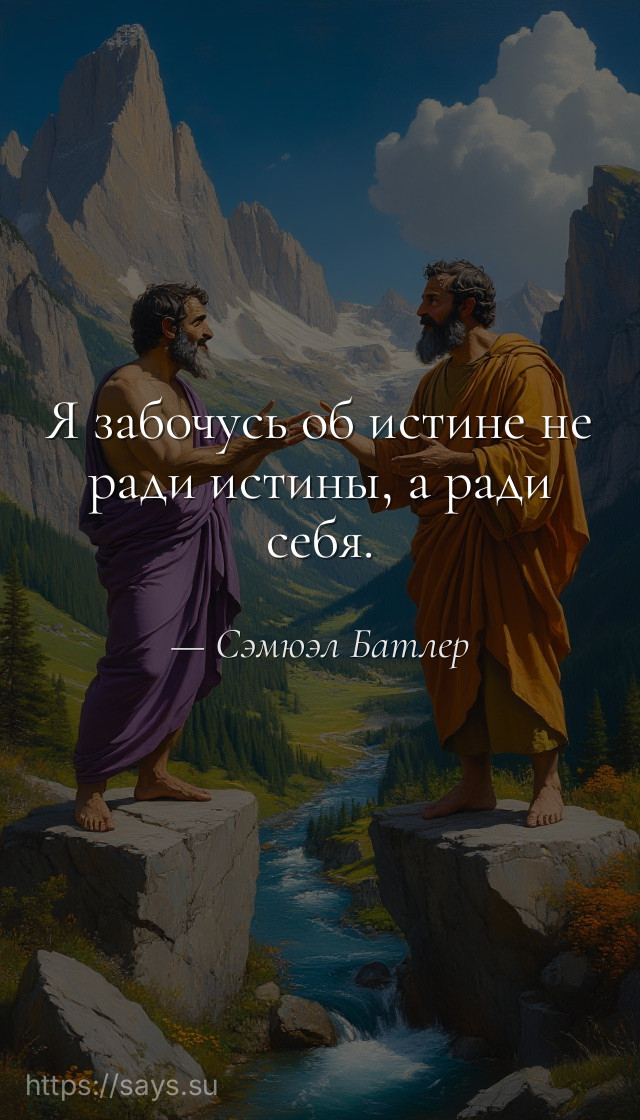 Я забочусь об истине не ради истины, а ради себя.