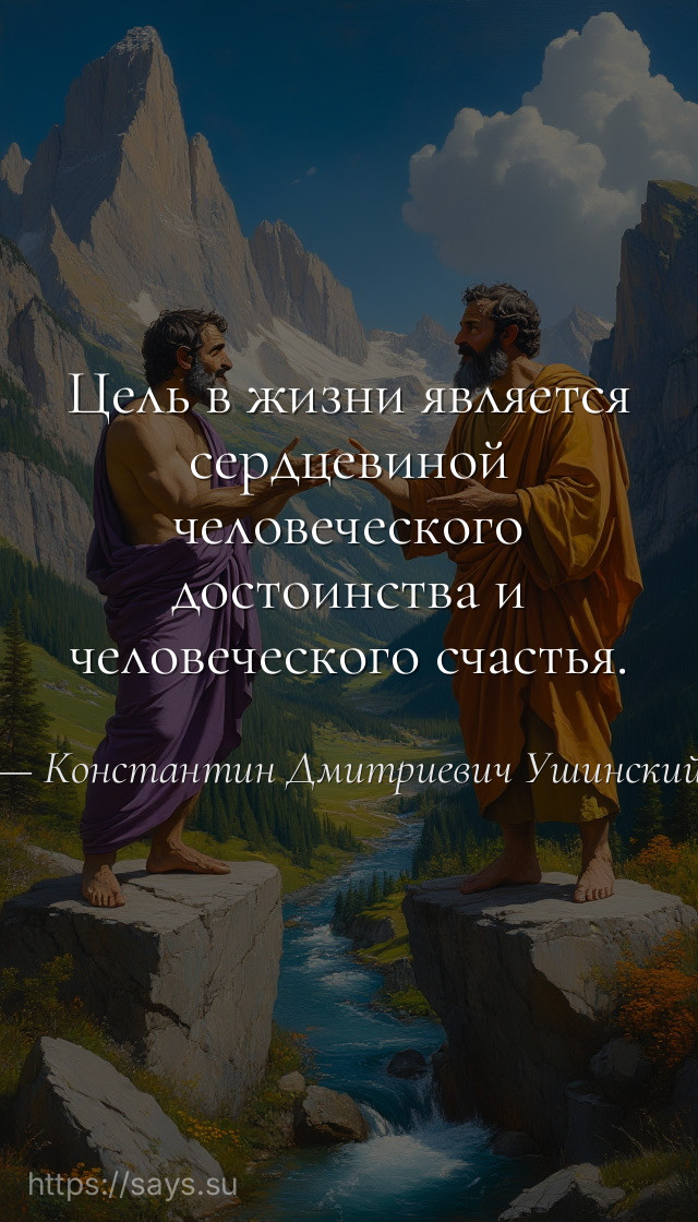 Цель в жизни является сердцевиной человеческого достоинства и человеческого счастья.