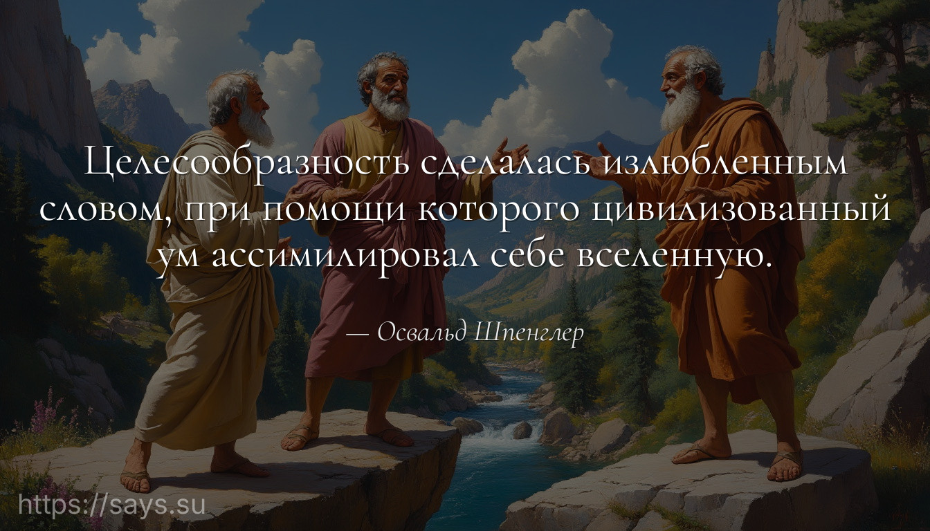 Целесообразность сделалась излюбленным словом, при помощи которого цивилизованный ум ассимилировал себе вселенную.