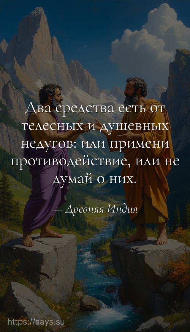 Два средства есть от телесных и душевных недугов: или примени противодействие, или не думай о них.