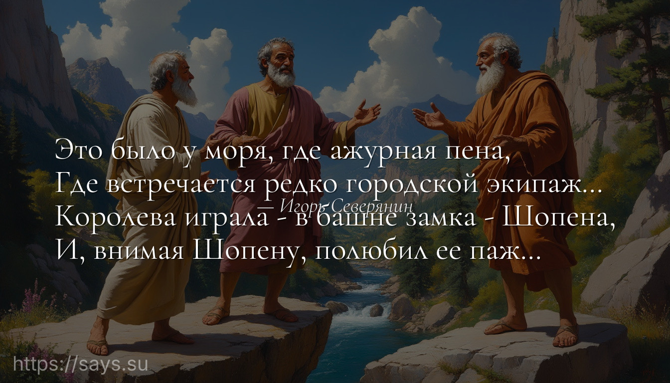 Это было у моря, где ажурная пена,<br />Где встречается редко городской экипаж…<br />Королева играла - в башне замка - Шопена,<br />И, внимая Шопену, полюбил ее паж…
