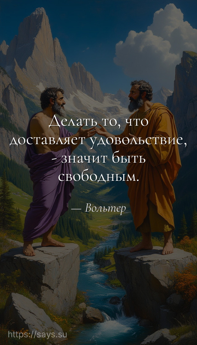 Делать то, что доставляет удовольствие, - значит быть свободным.